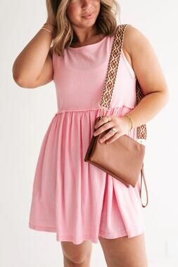 Pink Sleeveless Babydoll Mini Tank Dress